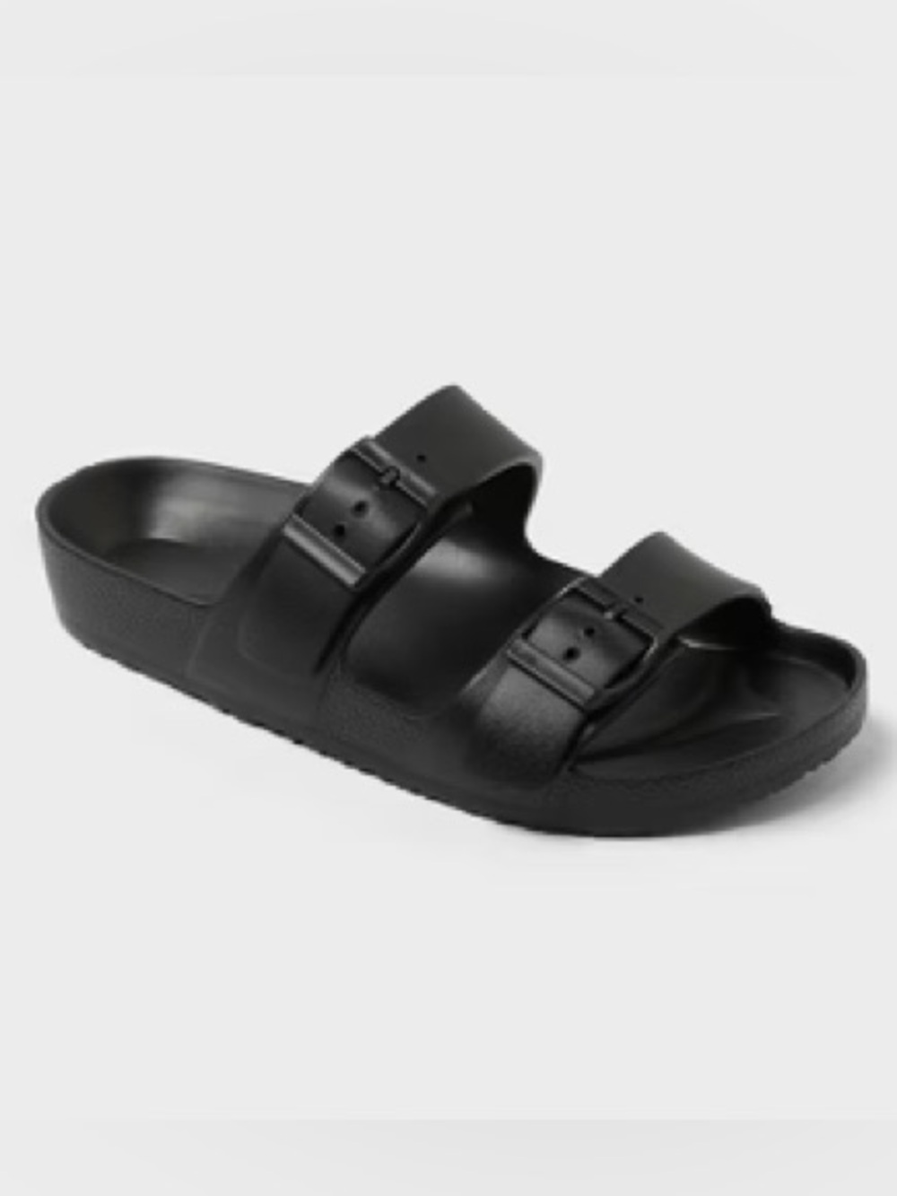 Shade & Shore Black Double-Strap Buckle Slides Size 11